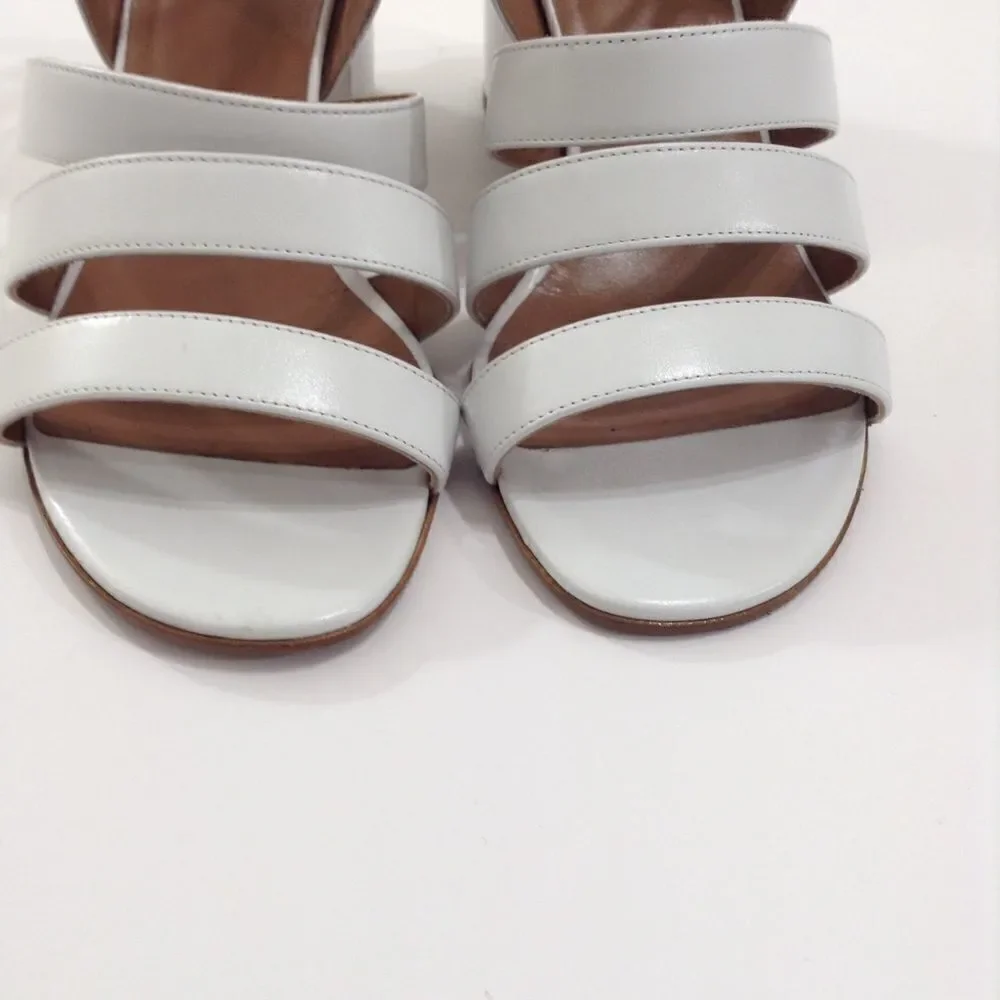Laurence Decade Leather White Rela Block Heel Sandal 39